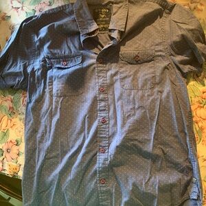Guess Men's Button Down Blue Polka Dot Shirt Size large